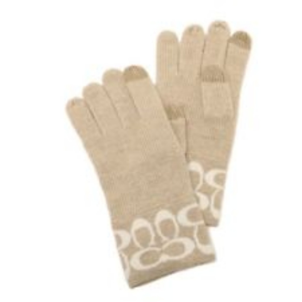 NWT - COACH Logo Knit Tech Gloves with Box!